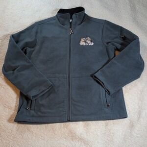 Vintage Danbury Mint Shih Tzu Dog Fleece Jacket Medium Full Zip Teal  Gray Y2K